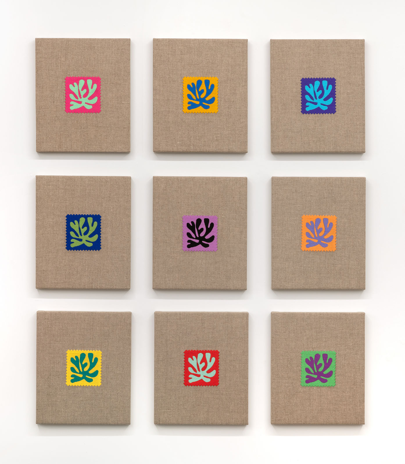 Elaine Reichek, Swatches, Matisse Leaves 1-9 , 2006