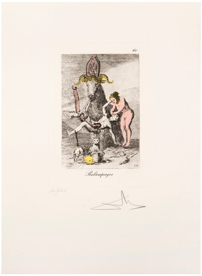 Salvador Dalí, Plate 60 – “Relámpagos”, from Les Caprices de Goya, 1977