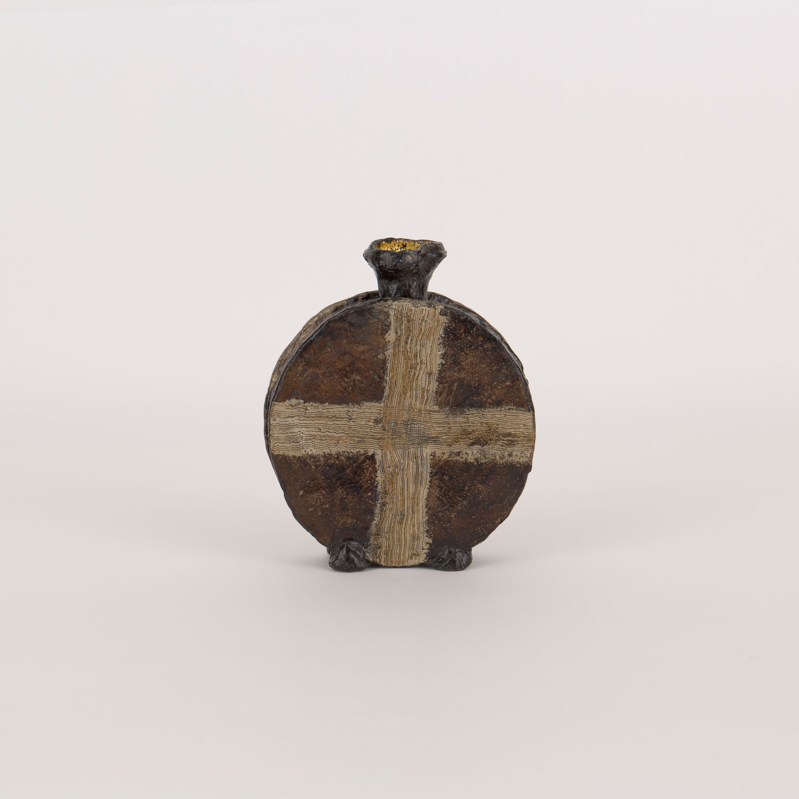 Cross-patterned Negoro Flat Vase｜十字紋根来扁子壺, 2023