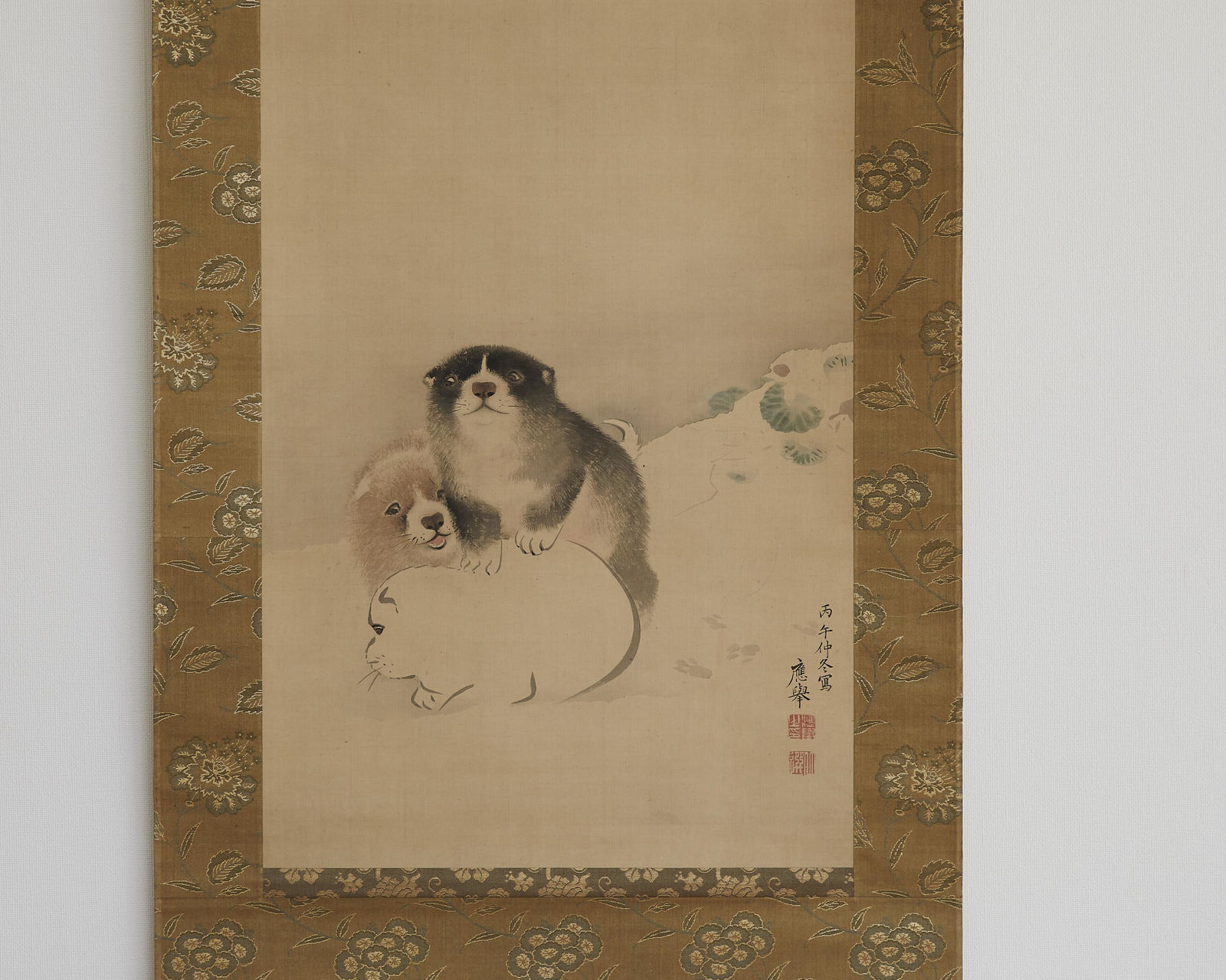 Maruyama Ōkyo (1733−1795) , Three Puppies in the Snow