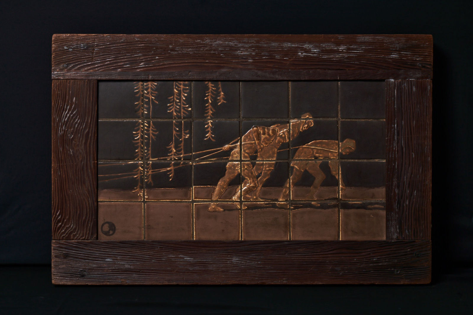 初代宮永東山 Miyanaga Tōzan I, Pulling a boat down the Takase River on ceramic tile