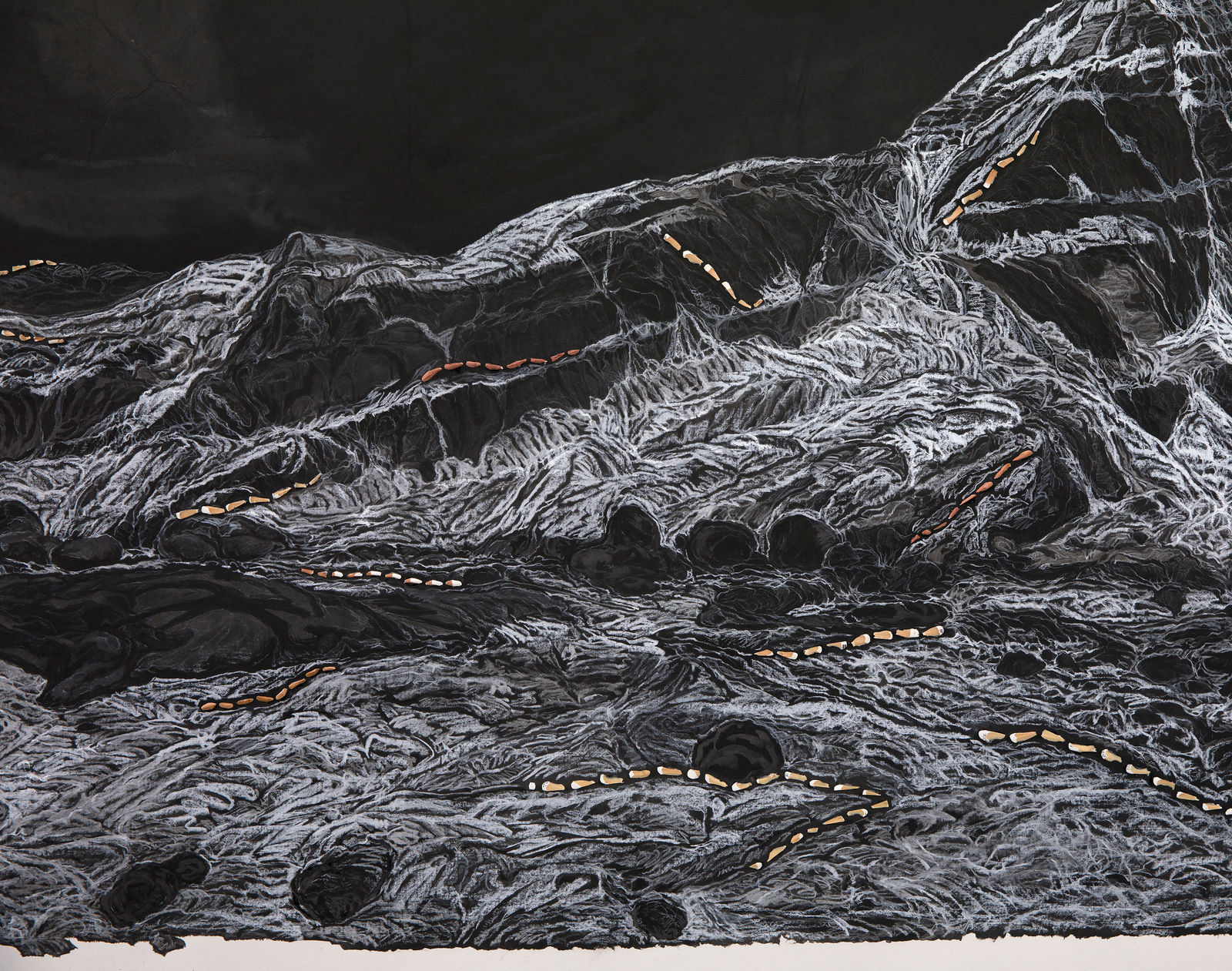 Shi Jin-Hua, Pen Walking #178 Moon above Mount Kailash at Dawn, 2019-2021