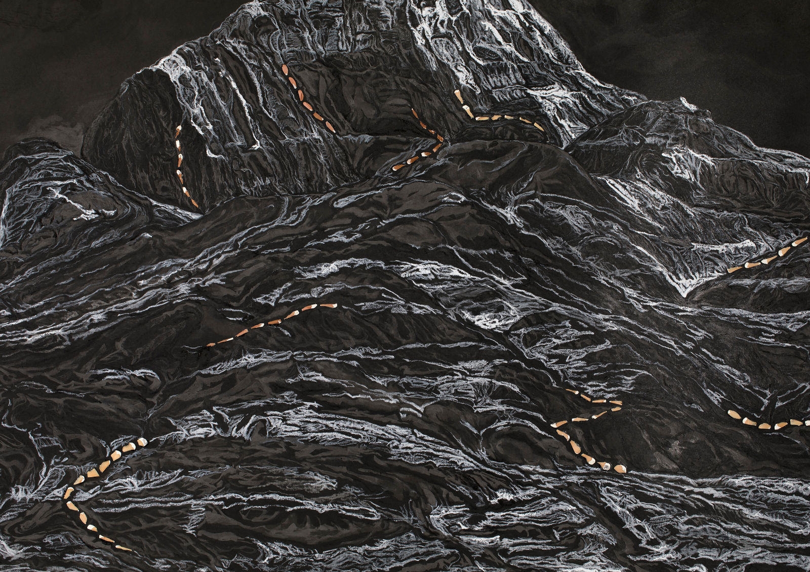 Shi Jin-Hua, Pen Walking #183 The Tranquil Peak and Serene Ridges, 2022