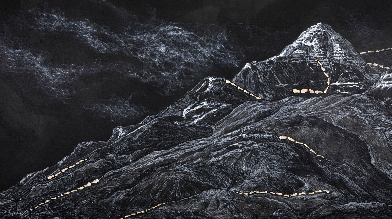 Shi Jin-Hua, Pen Walking #173 The Picture of Unclouded Moon and Blowing Snow, 2019-2020