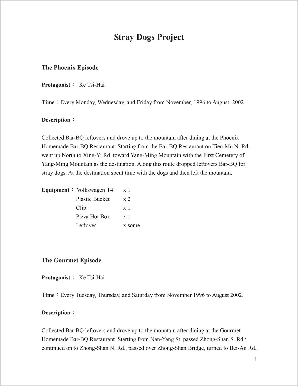 Shi Jin-Hua, Cantonese-style Barbeque Project, 1996-2002