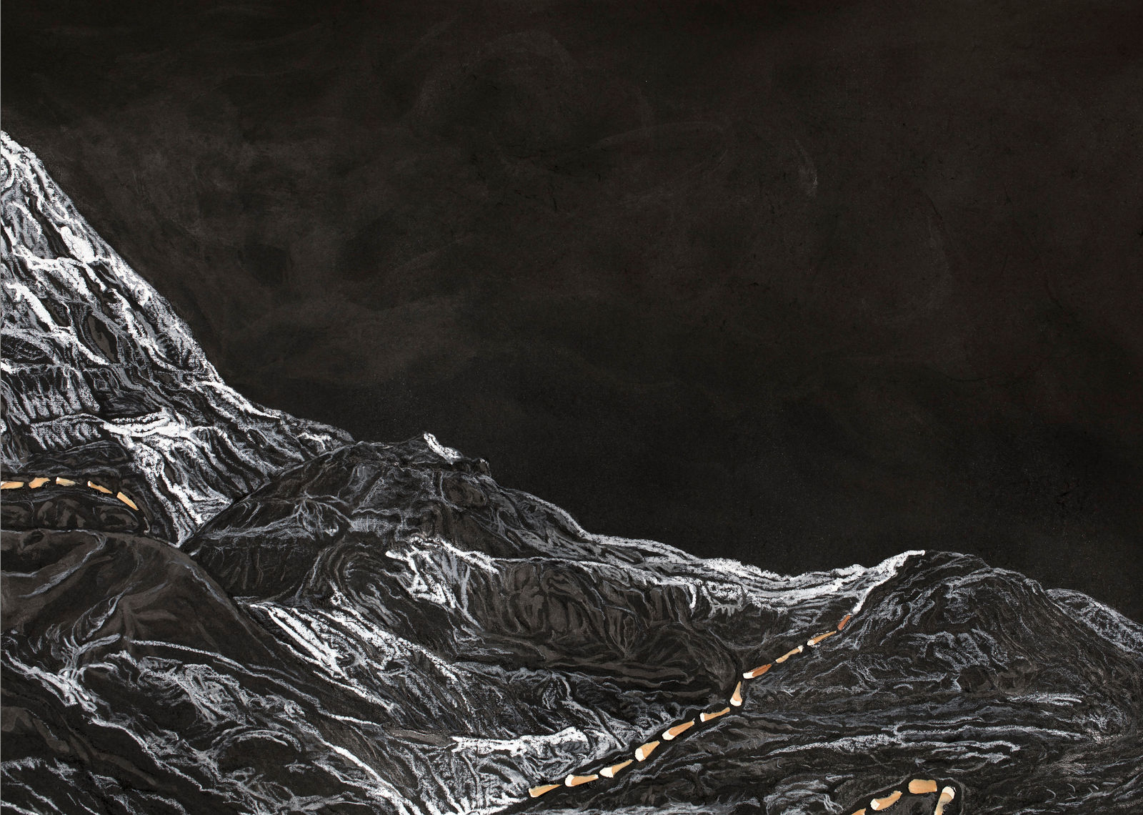 Shi Jin-Hua, Pen Walking #183 The Tranquil Peak and Serene Ridges, 2022