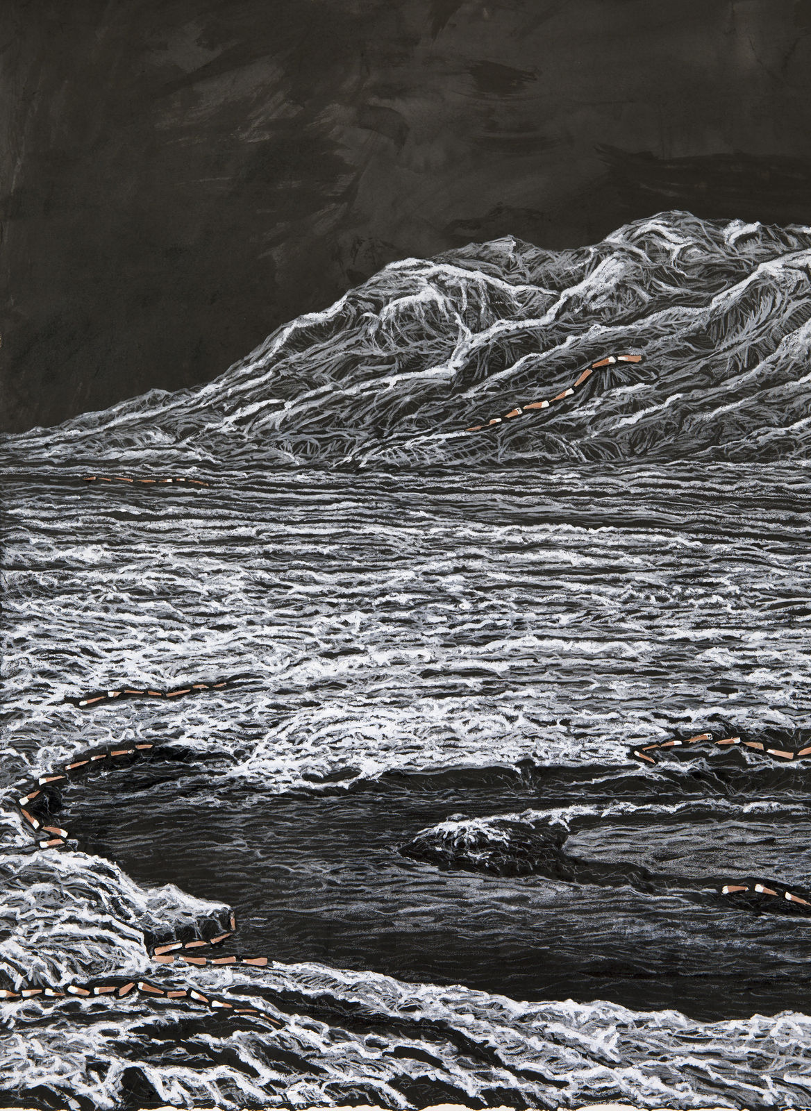 Shi Jin-Hua, Pen Walking #169: Moonlight over Mount Kailash, 2019