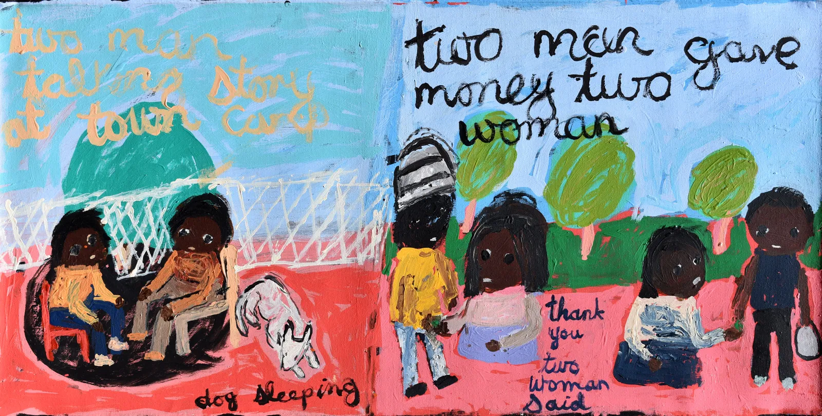 Sally M Mulda, Two Man Talking Story at Town Camp, 2020