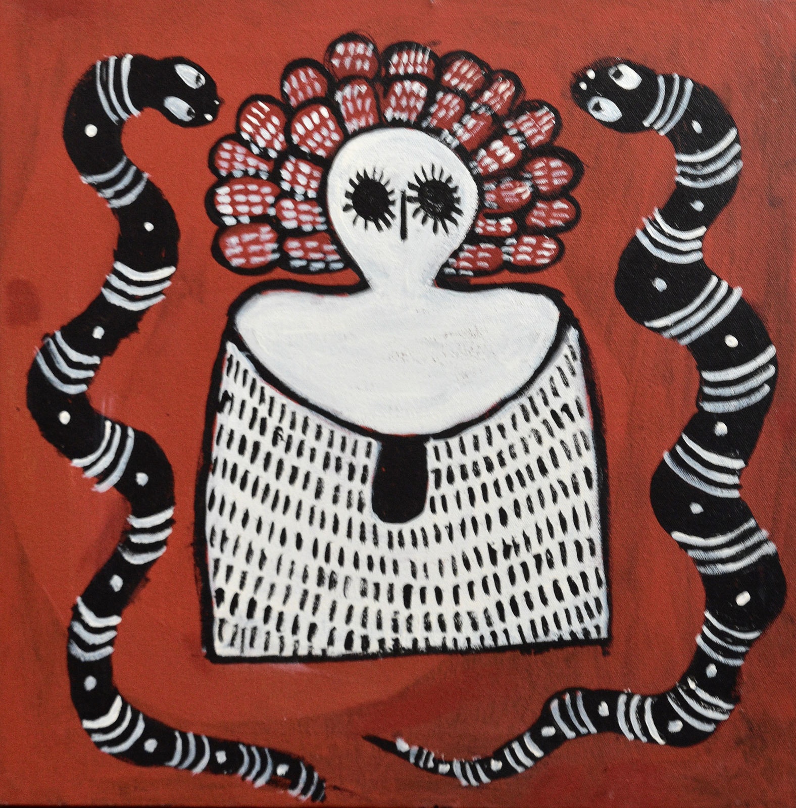 Mildred Mungulu, Wandjina & Ungud (cloud and rain spirits & totem), 2020