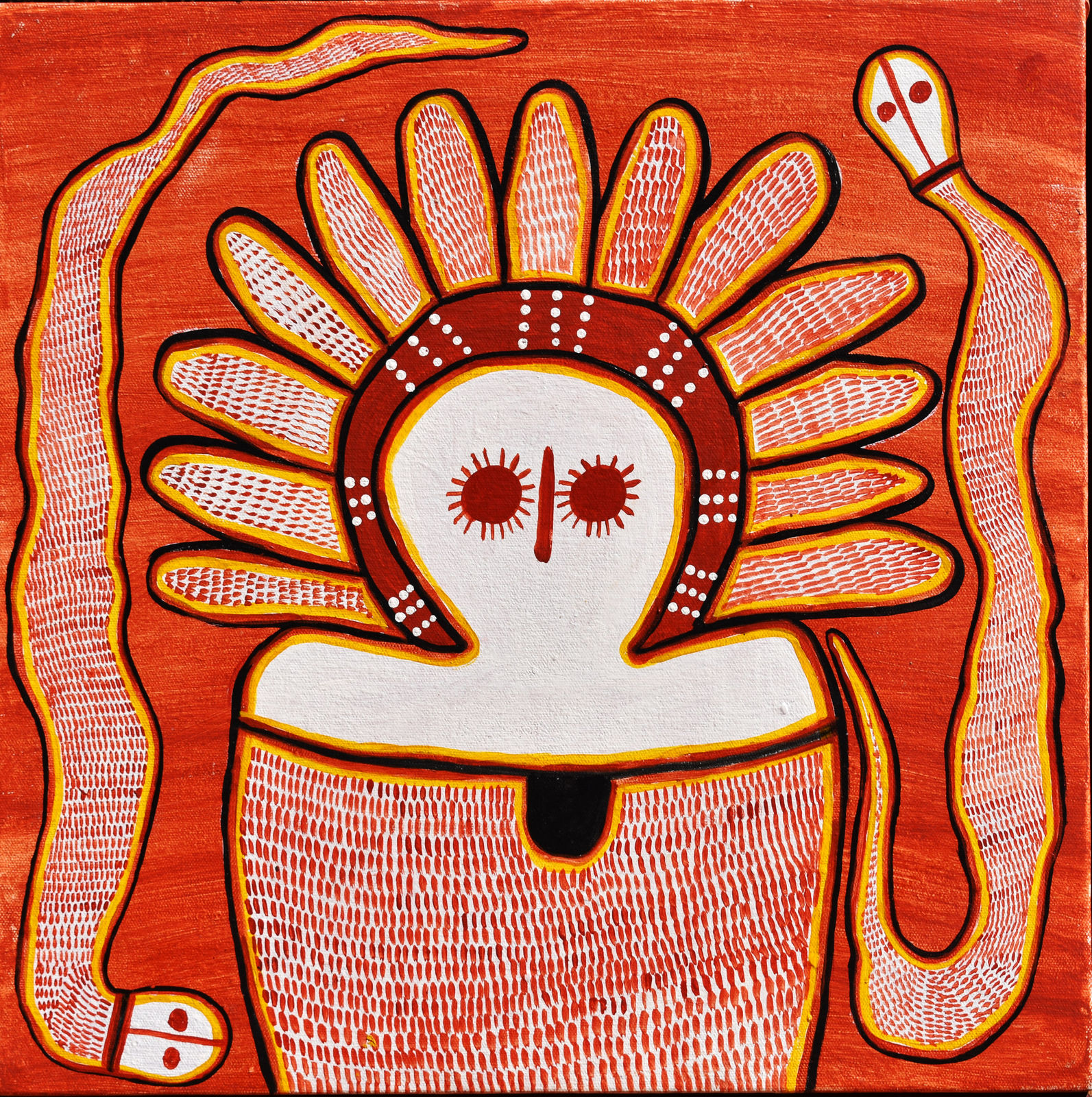 Gordon Barunga, Rimmijbudda & Ungud (rain and cloud spirit & totem), 2020