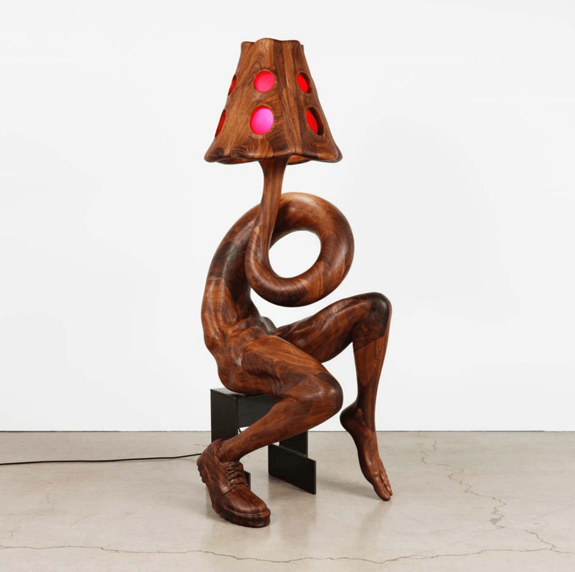 Vincent Pocsik, Sitting with One Shoe in Walnut, 2024