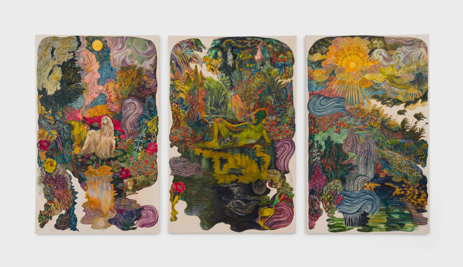 Ken Gun Min, Silverlake Dog Park (Triptych), 2022