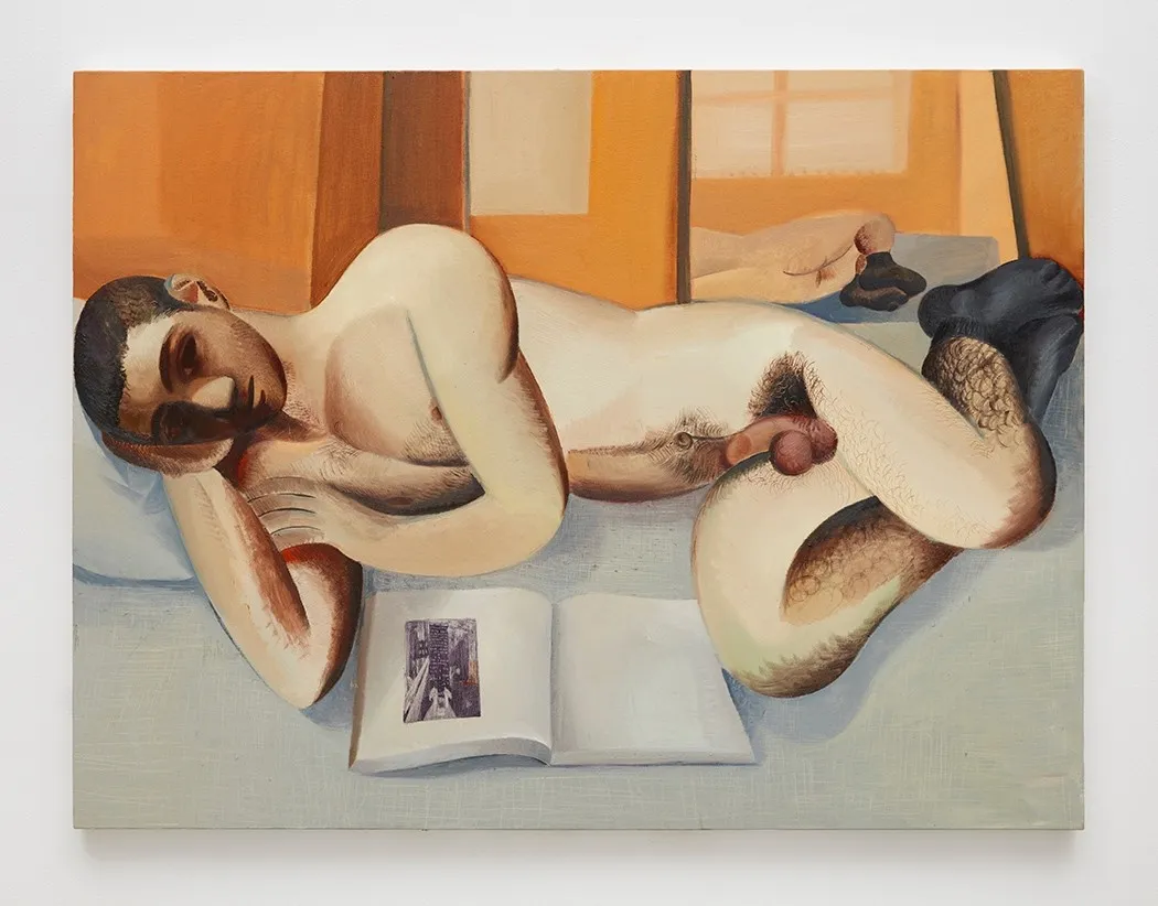 Louis Fratino, Man, book, mirror, 2020