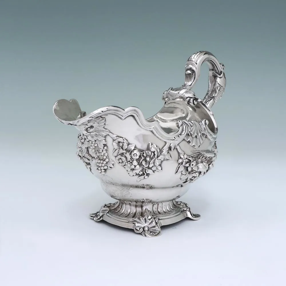 Lewis Pantin, A Pair of George II Antique English Silver Sauce Boats, c. 1738