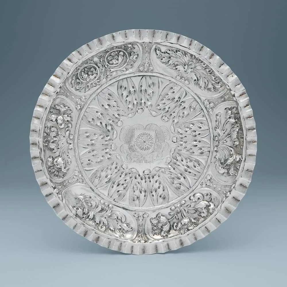 unmarked, A Rare Charles II Antique English Silver Tazza, c. 1675