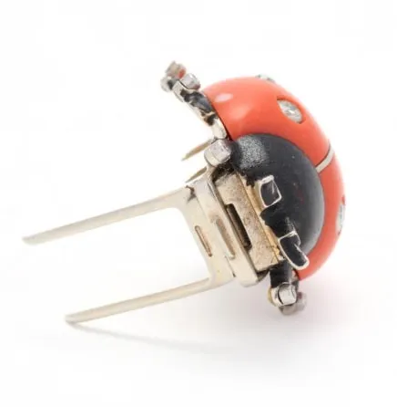 Cartier, A French Coral, Diamond and Enamel Ladybug Brooch, c. 1930