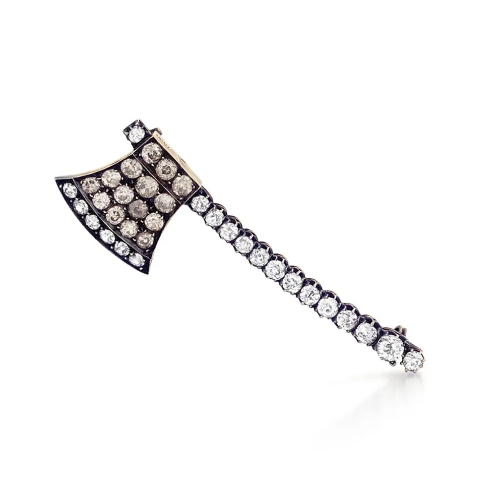 An Antique French Diamond Axe Brooch, c. 1880