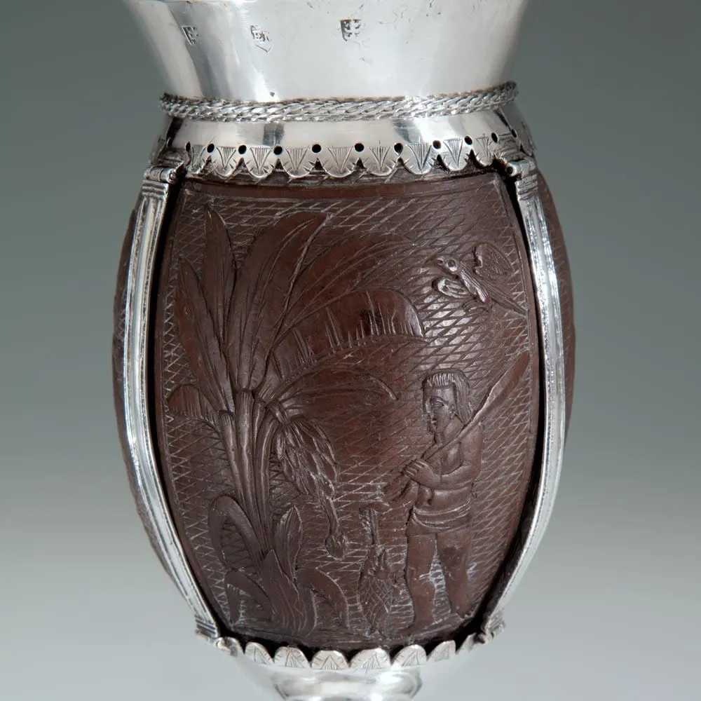 Edward Mangy, A Charles II Provincial Antique English Silver-Mounted Coconut Cup, c. 1670