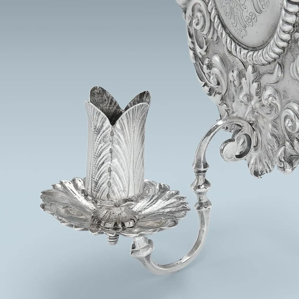 John Barnard, A Pair of William III Antique English Silver Wall Lights, c. 1700