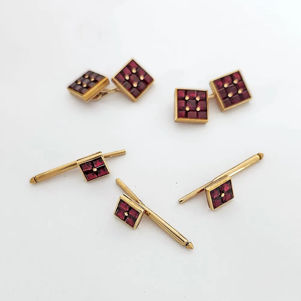 Paul Flato, An Almandine Garnet and Gold Dress Set, c. 1955