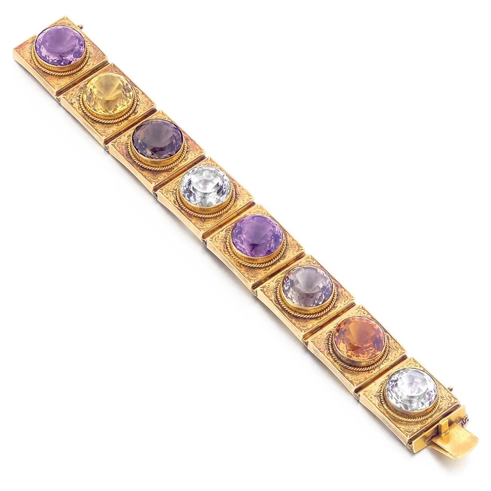 Mackay & Chisholm, An Antique Scottish Gem Set Gold Bracelet, c. 1870
