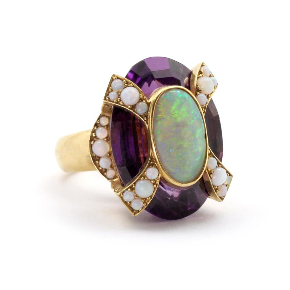 Cartier, A French Amethyst & Opal Ring, c. 1970