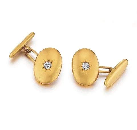 A Pair of Antique Victorian Gold & Diamond Cufflinks, c. 1890
