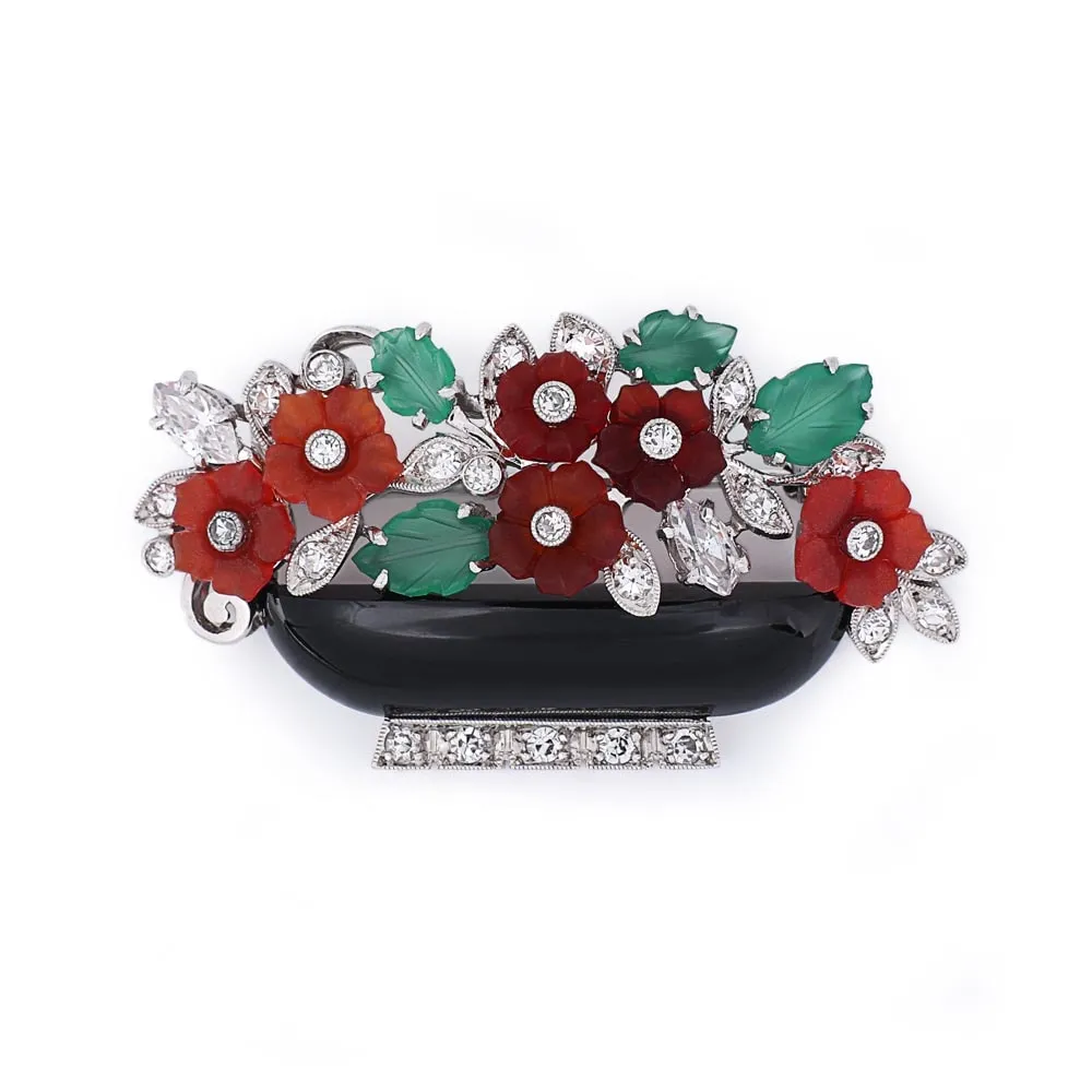An Art Deco Gem-Set Basket Brooch, c. 1925