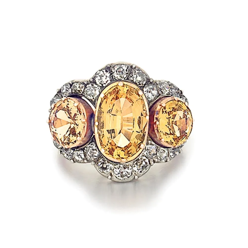 An Antique Topaz and Diamond Ring, c.1890