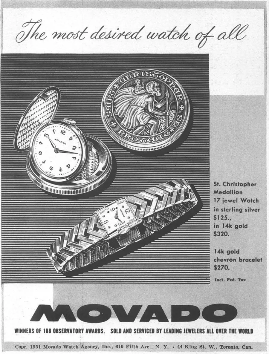 Movado, A Saint Christopher Silver Coin Watch, c. 1960