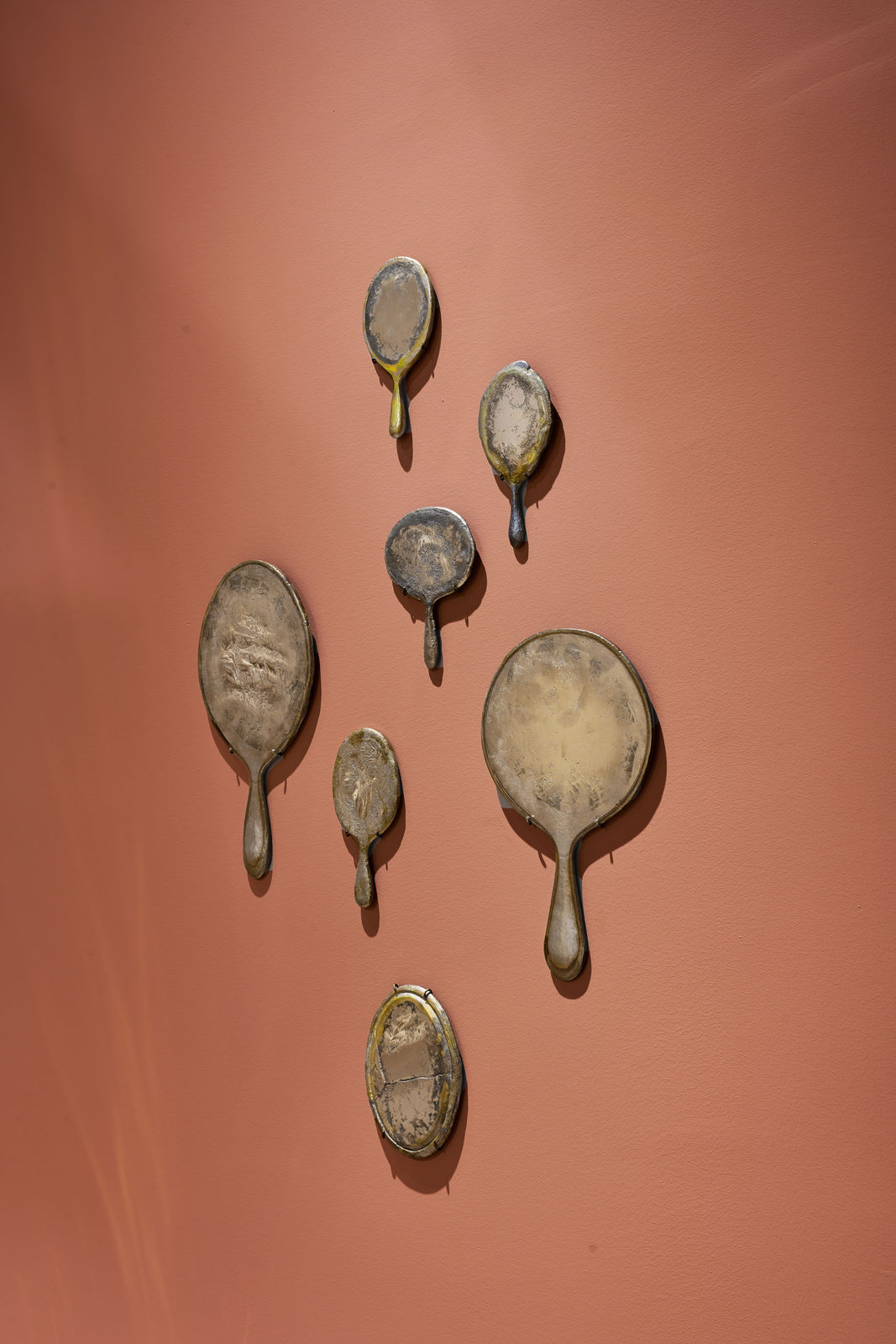 Adi Toch, Large tall oval hand mirror (Cloudy) , 2023