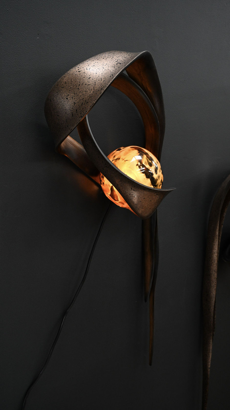 Marc Fish, Pair of Mokume Gane Wall Sconces, 2026