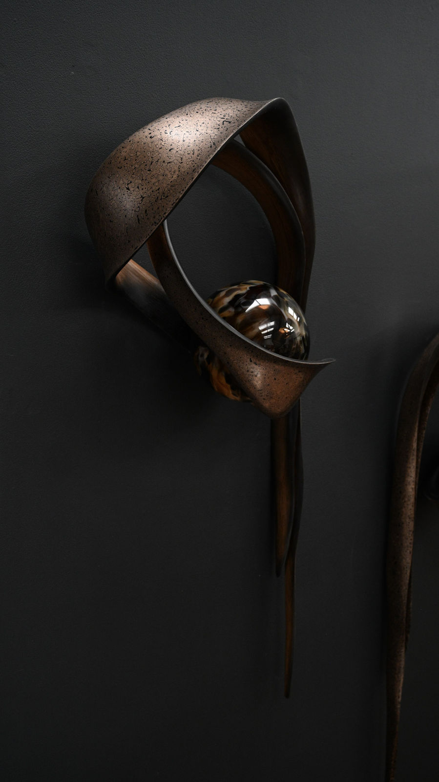 Marc Fish, Pair of Mokume Gane Wall Sconces, 2026