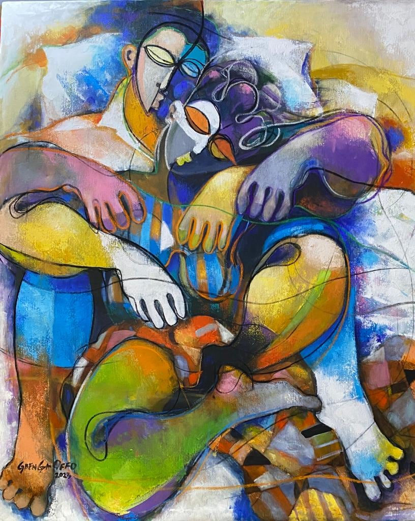 Gbenga Offo, Two Reclining Figures, 2023