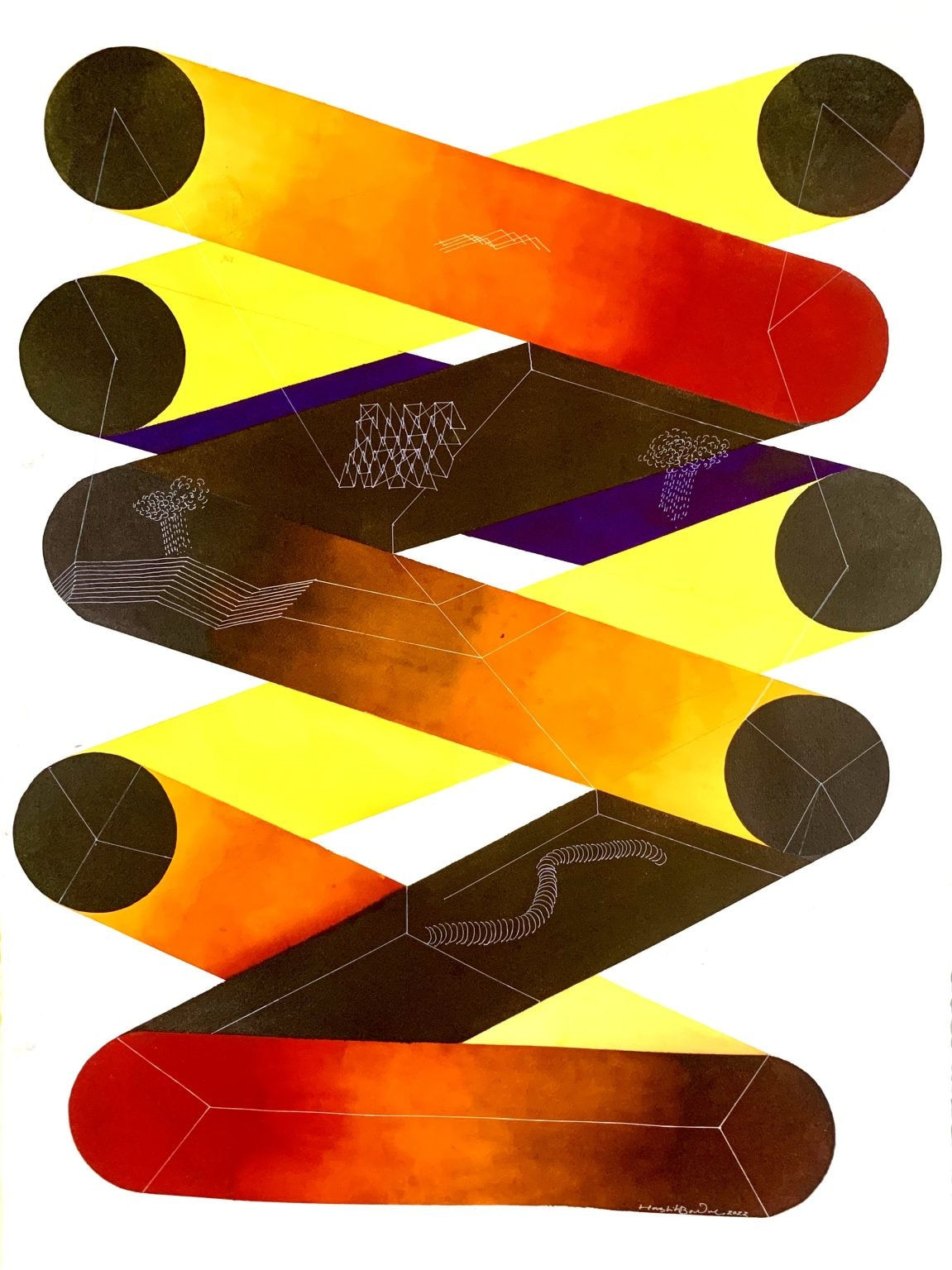 Harshit Bondre, A Romance of multiple dimensions, Watercolours series-3, 2022