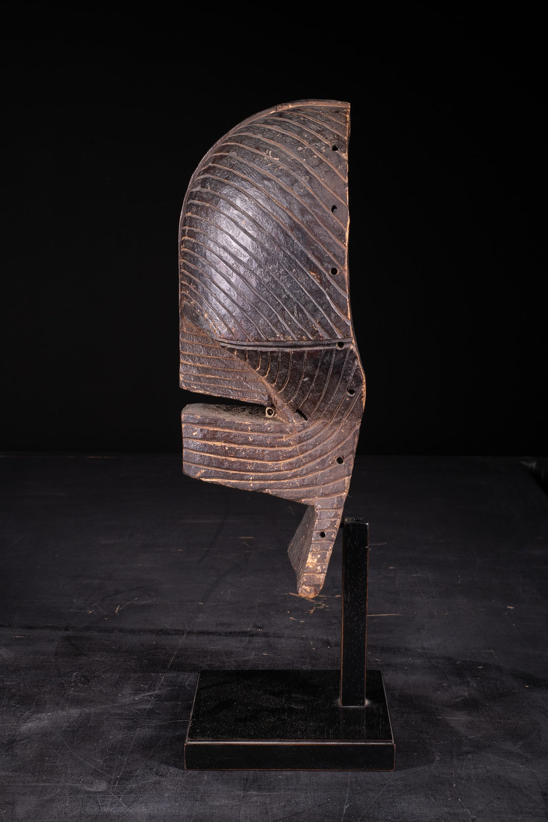 Female Kifwebe Mask with old collection label, Luba-Songye People, DRC, 1st half 20th C