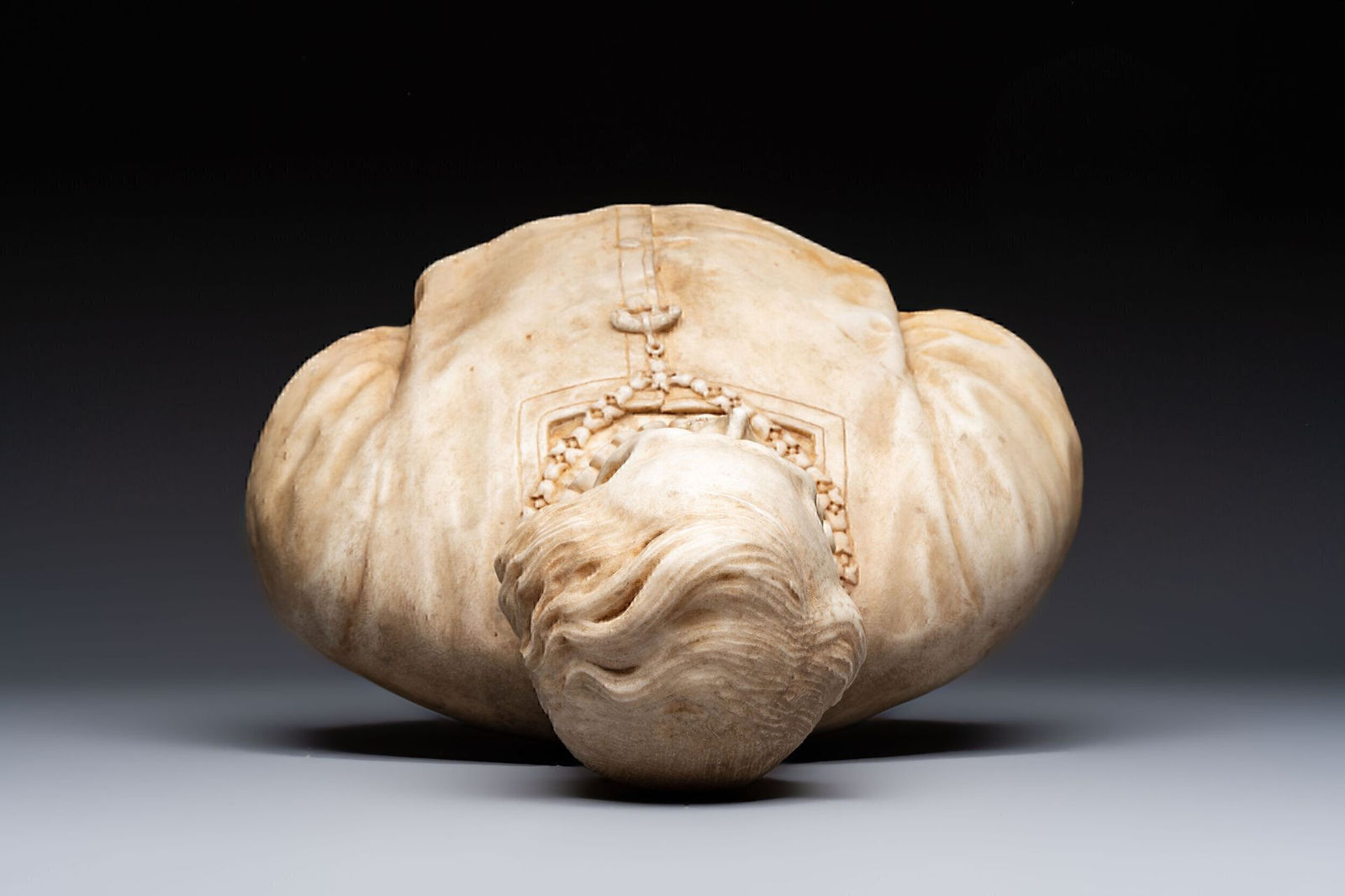 Vanitas (Memento Mori) Bust carved in marble, Italy, 18th C