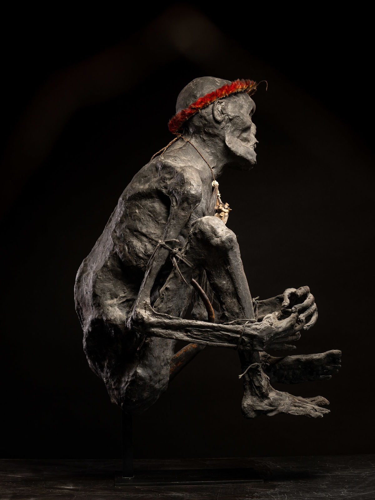 Sculptured model of a smoked Papua Mummie, papier mâché, 20th C, 1990's