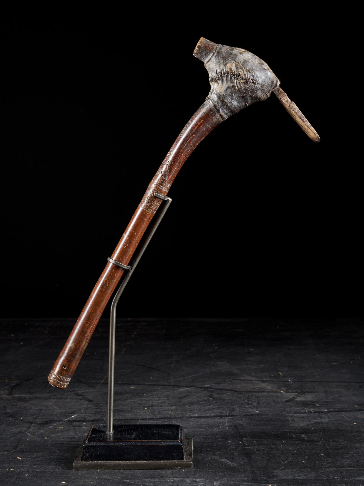 A pair of Early Native Tribal South Oceanic Ceremonial decorated Adze, first half 20th C