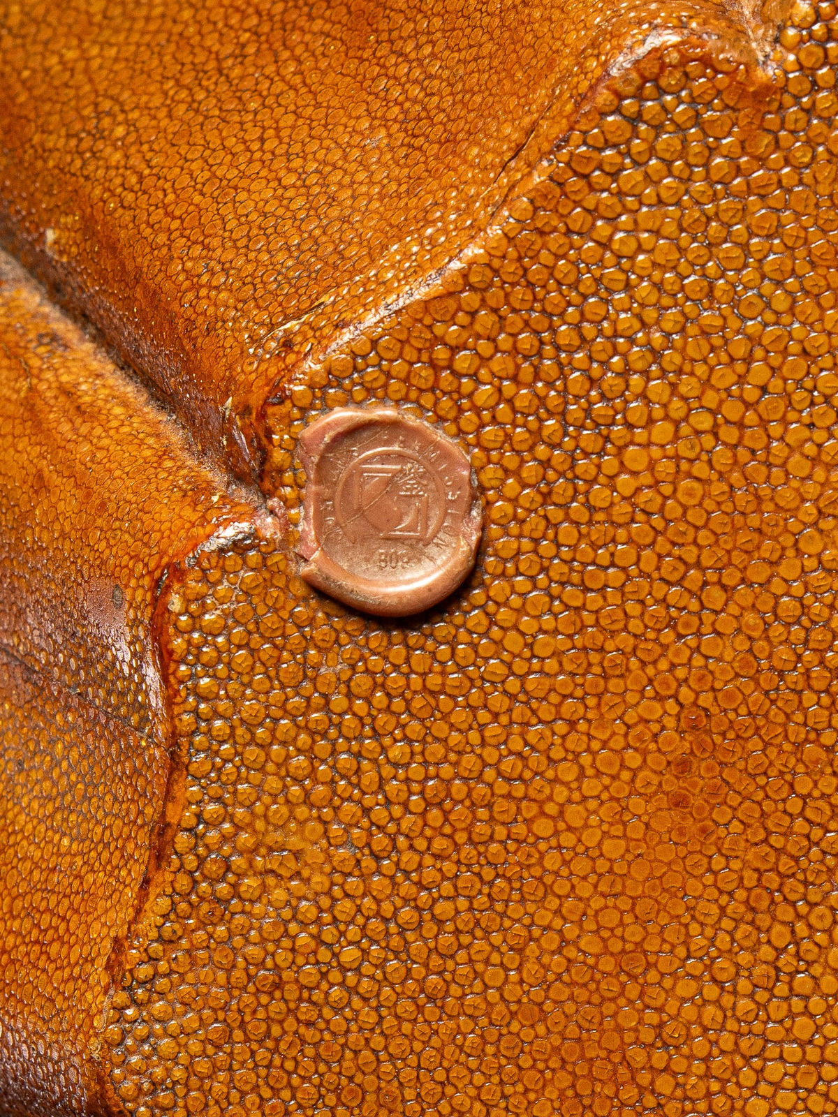 Japanese style antique Stool or Sidetable covered in Shagreen /Galuchat, 19th C