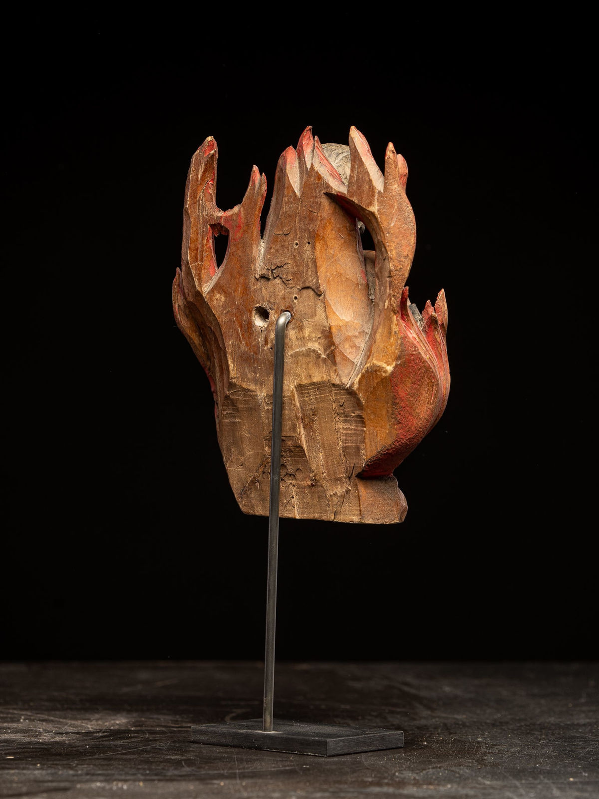 Pair of carved oak Souls in Purgatory, male and female, 17th C, Southern Europe, 17th C