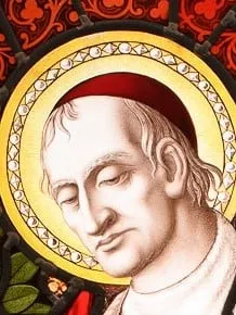 19th C Neo-Gothic Stained Glass Window with Charles Borromeo, Belgium as part of a collection of eight stained glass windows, 19th Century