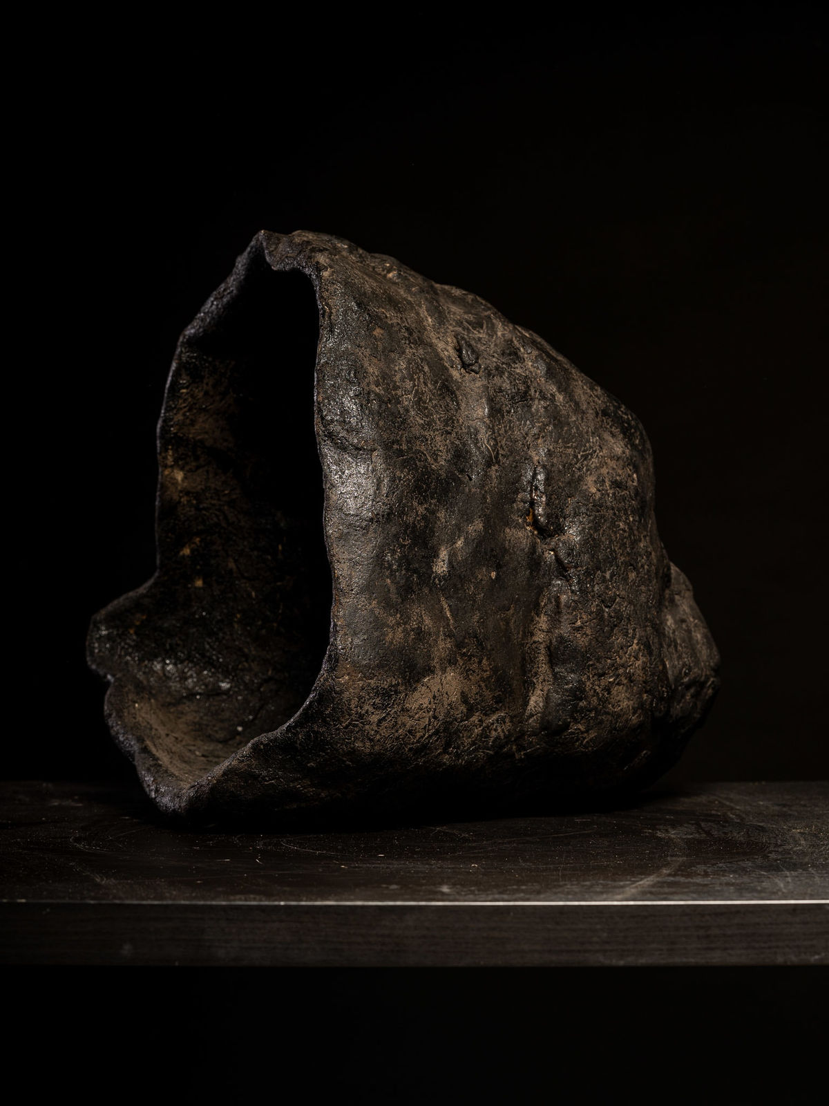 Sculpted Gorilla Head in burned Clay.,