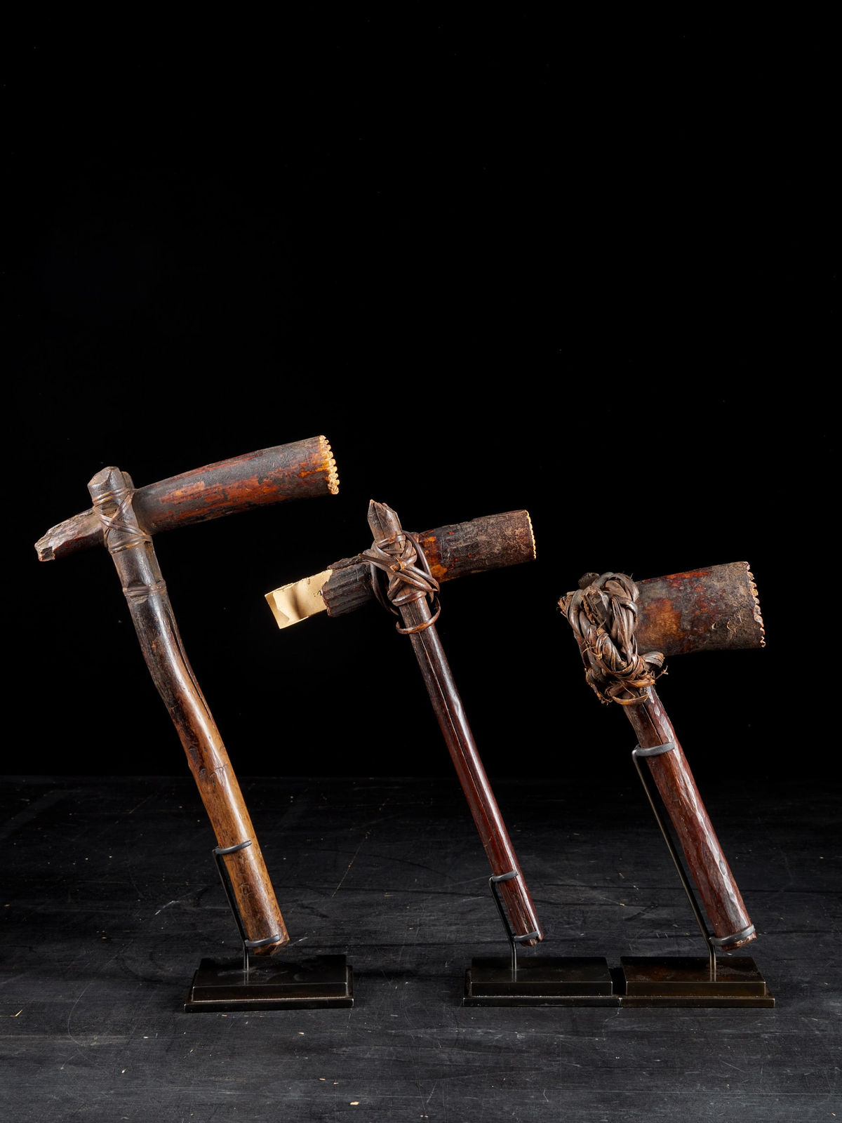 Early 20th C, DRC, Selection of three Bark cloth Beaters, 1st half 20th Century