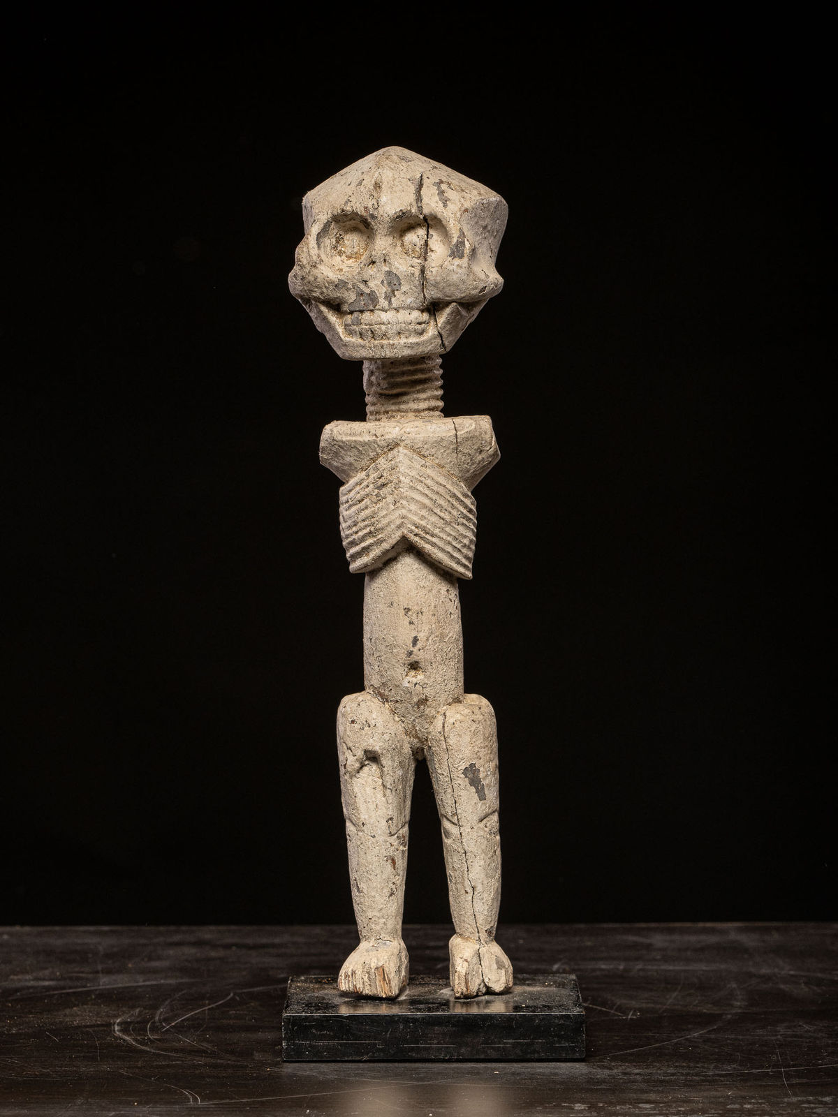 Wooden figure with skull head, Tiv People, Nigeria.,