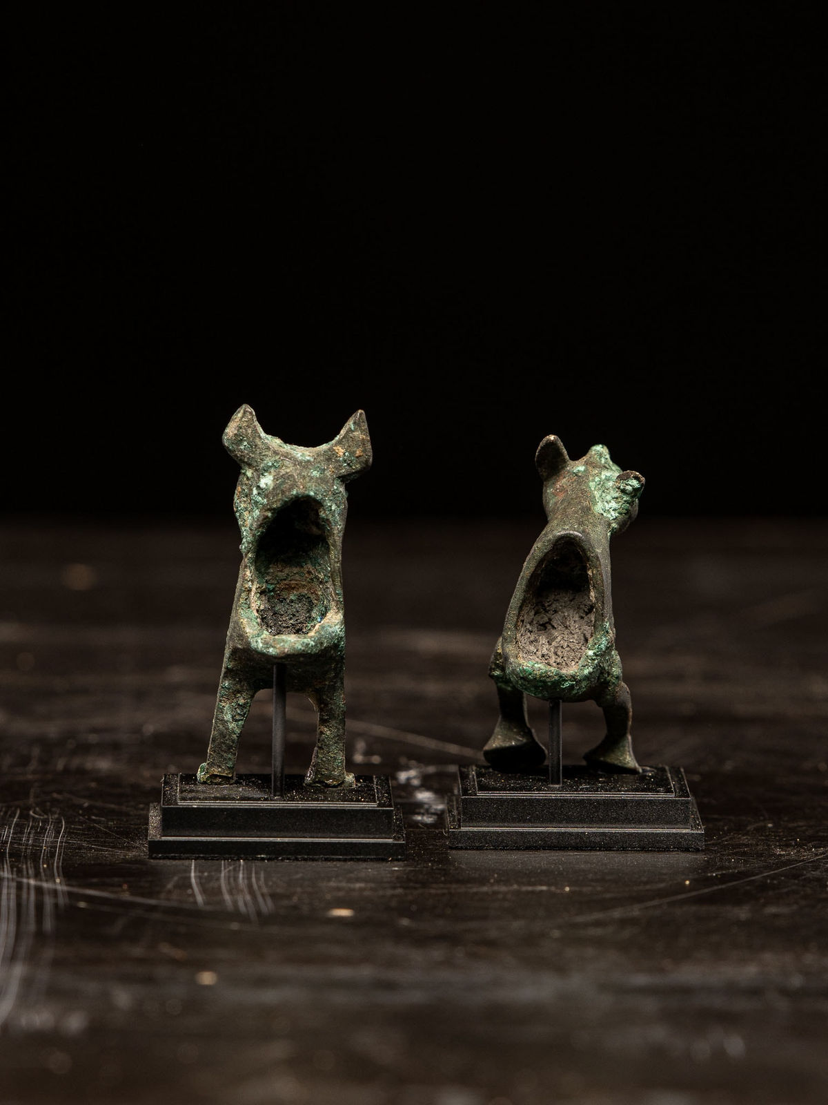 Two Bronze miniature Vessels in the Form of Hares, Possibly Fatimid., 11-13th C