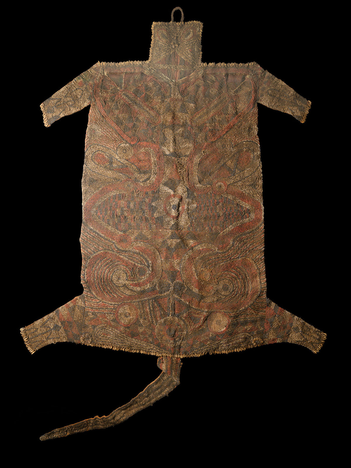 Framed Mafo embroidered Leopard skin, 'guop n'gui koko', Bamileke People, Bafoussam area, Cameroon, 1st half 20th C