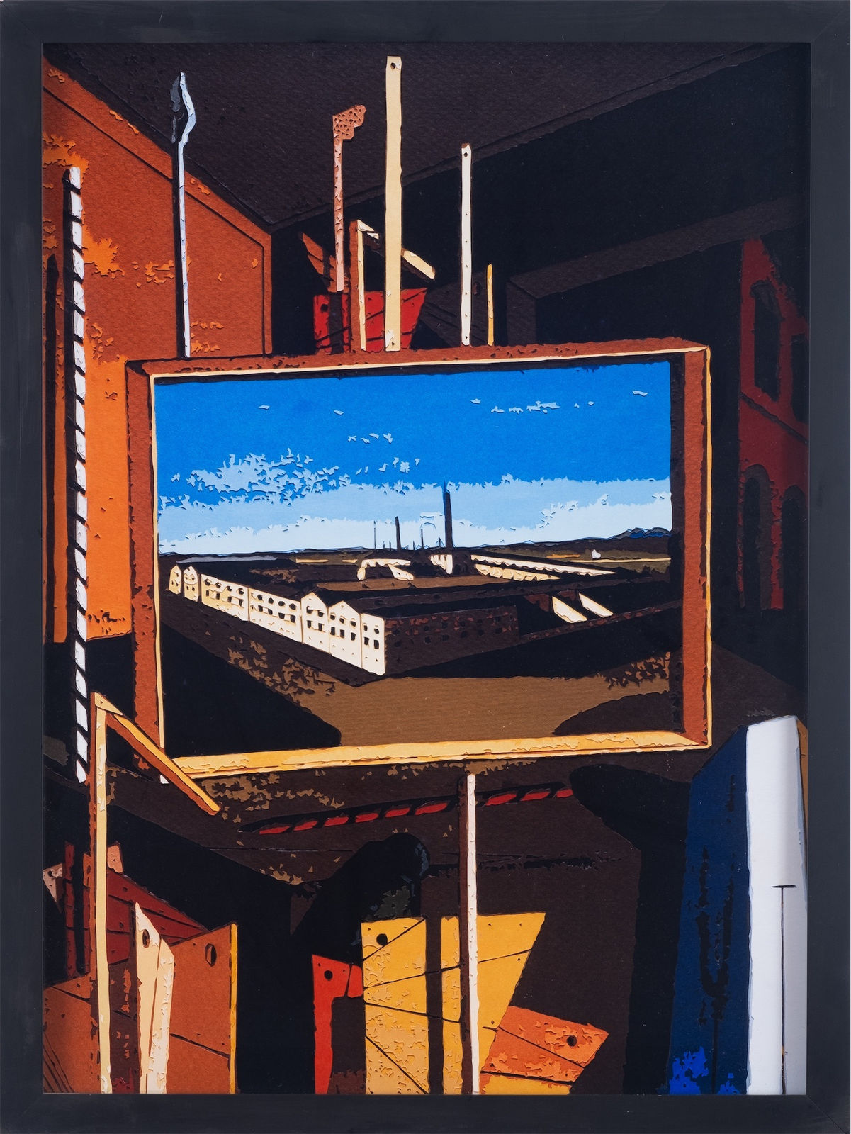 Vik Muniz, Metaphysical Interior with Large Factory, after Giorgio de Chirico, 2010