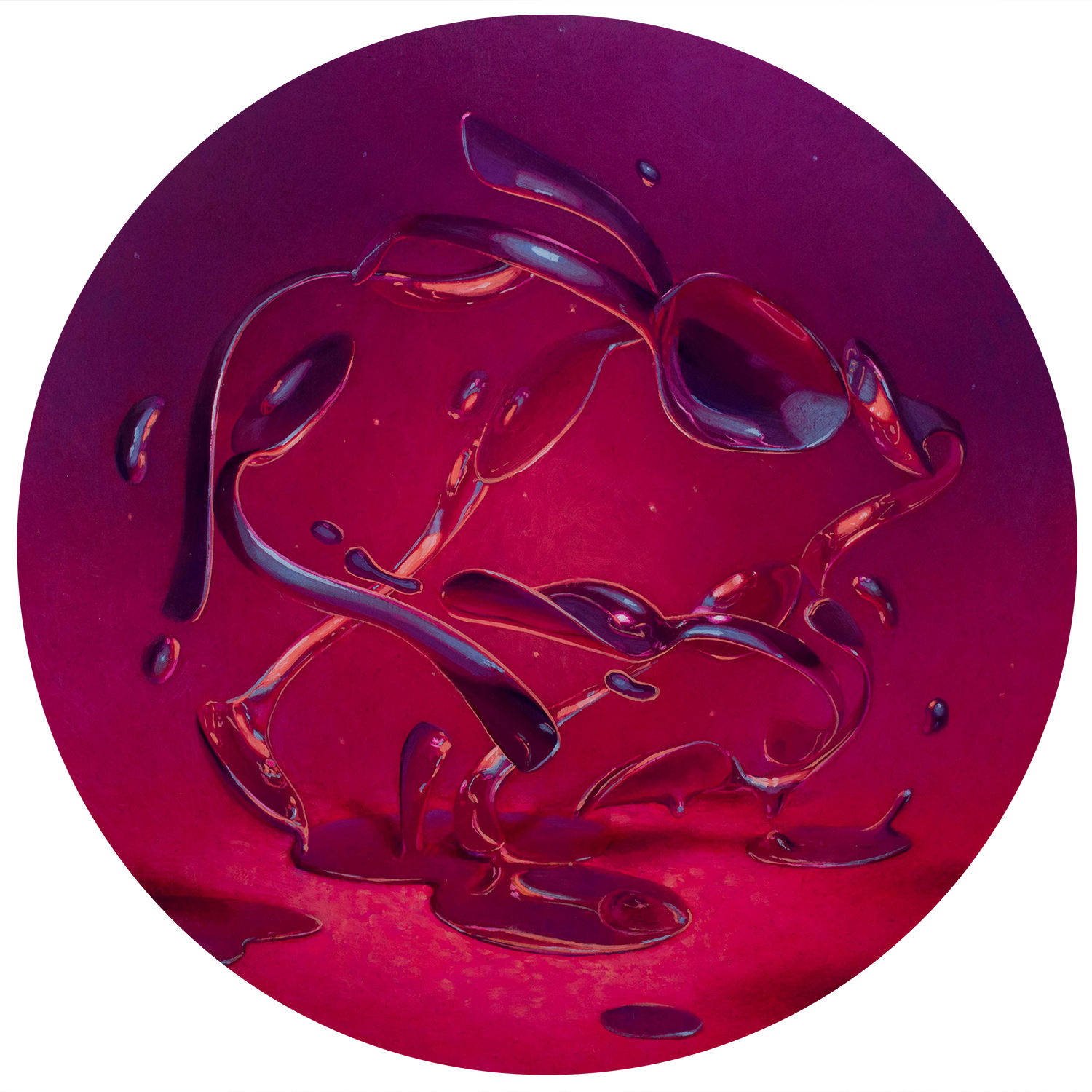 pink painting of abstract squiggles