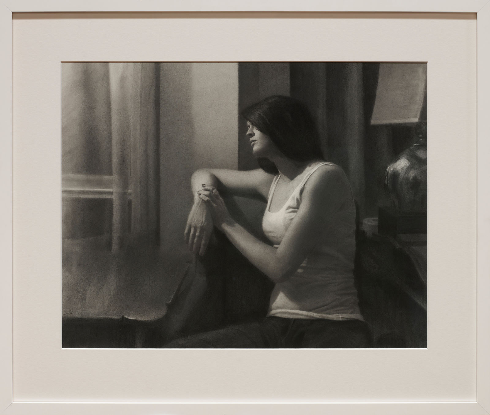 drawing of a woman lost in thought